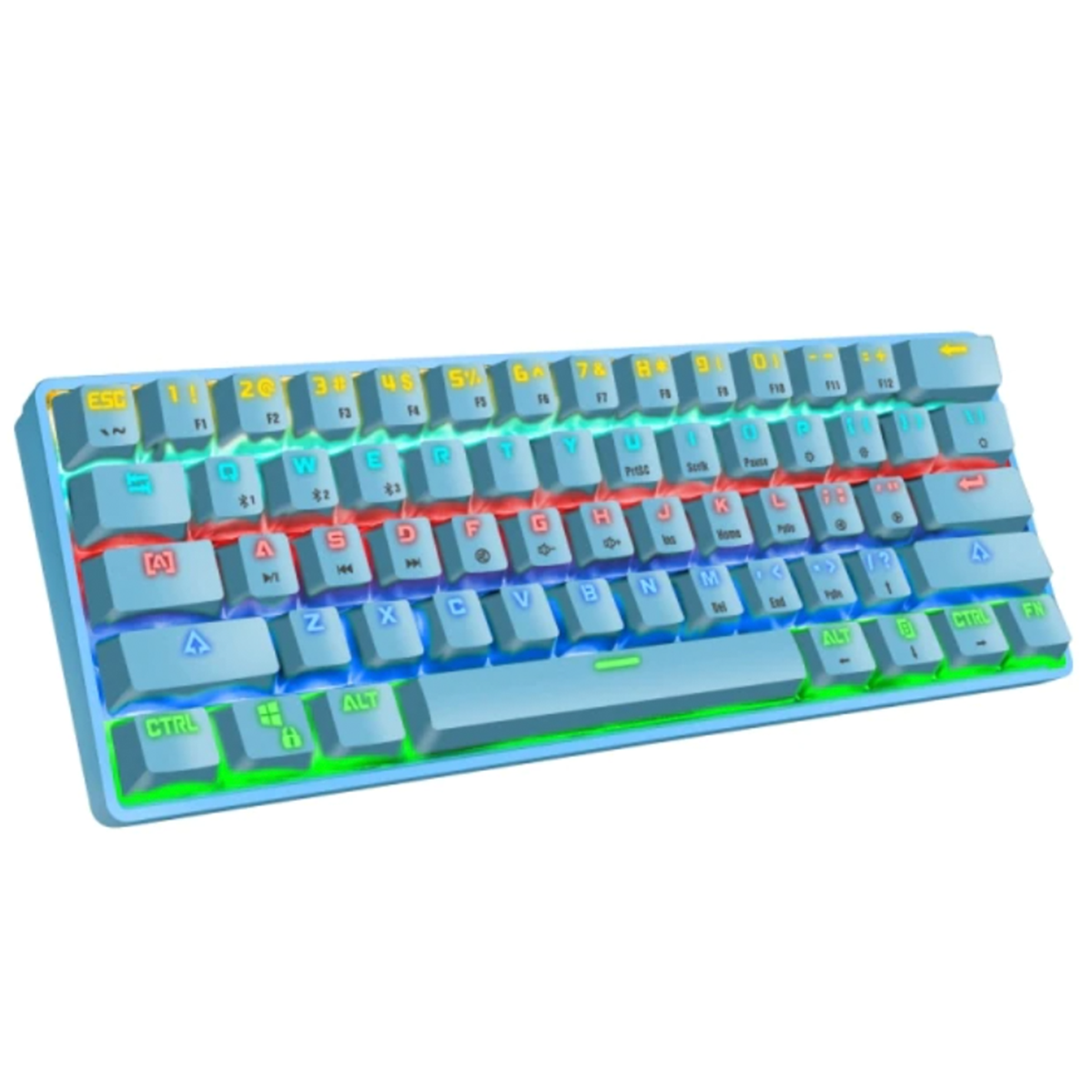 Teclado Gamer Leaven K28 Bluetooth 60% Ingles Azul