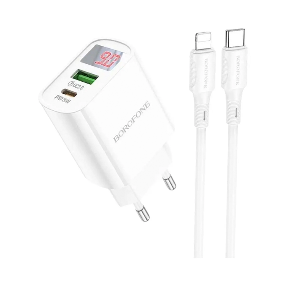 Cargador Borofone Ba78a 20w + Cable Tipo C Para Lightning Blanco – imagen 3