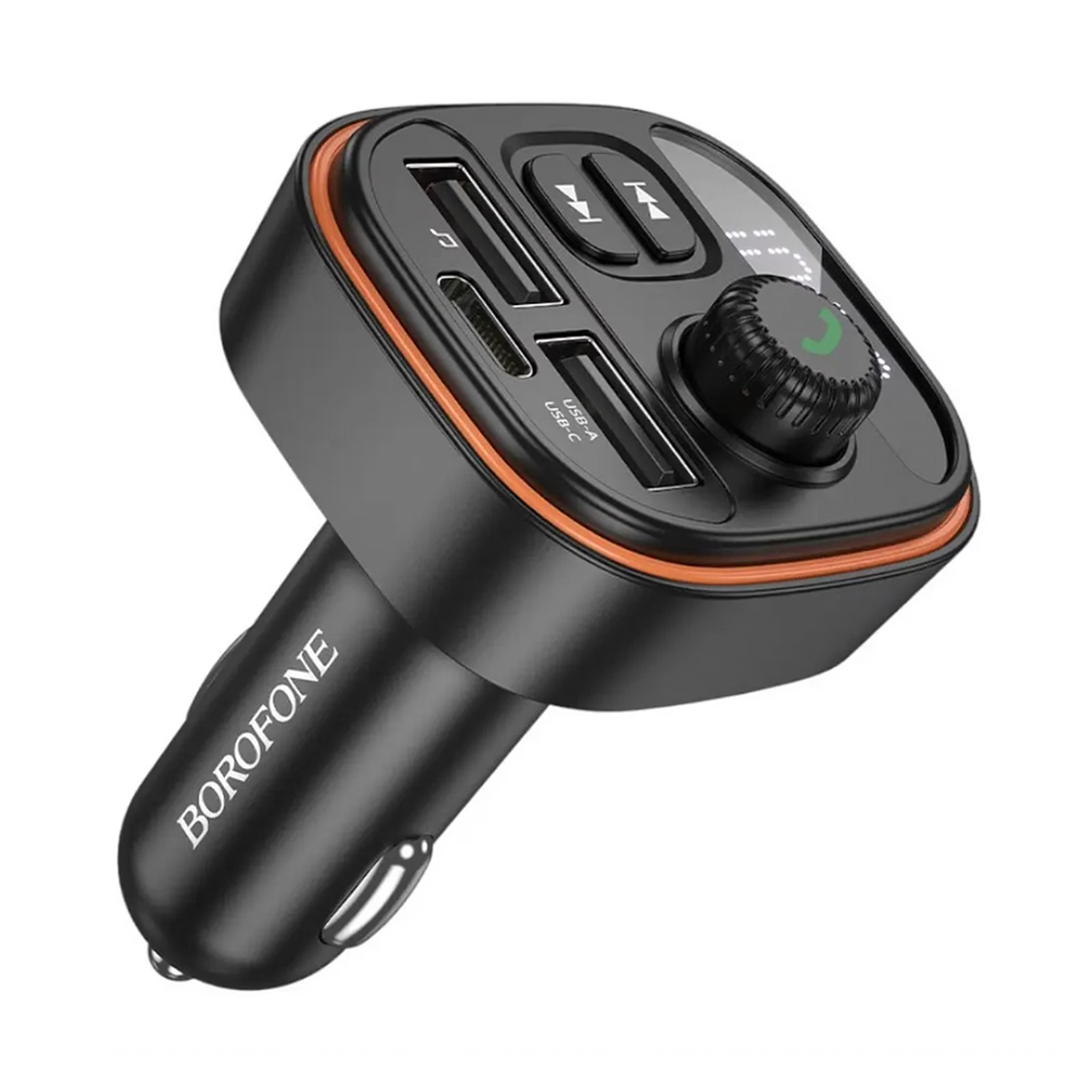 Cargador Transmisor de Auto Borofone Bc59 Rgb 19w Qc 3.0 Negro