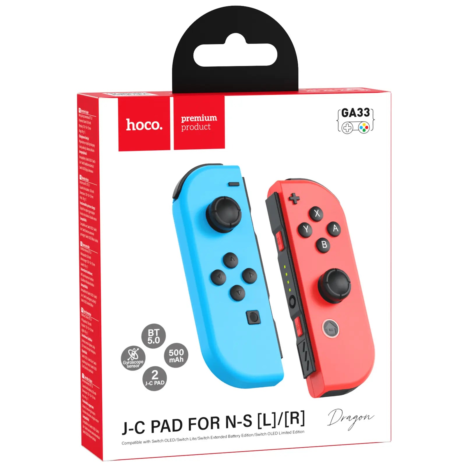 Controles Joy-Con Hoco GA33 para Nintendo Switch Bluetooth 5.0 Neón - vista 2