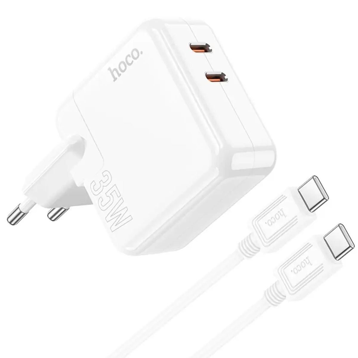 Cargador Hoco C110a 35w Carga Rapida + Cable Tipo C Blanco