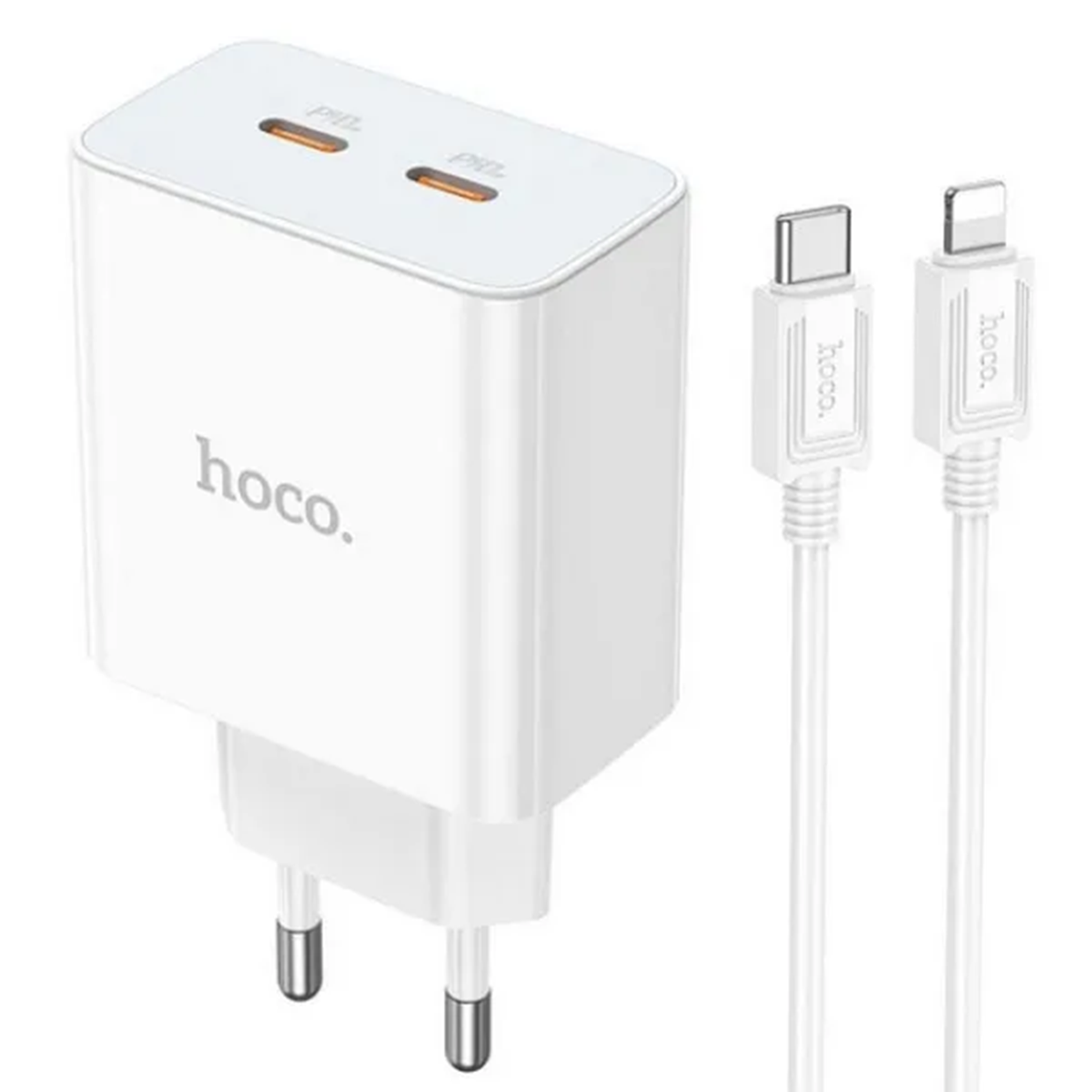 Cargador Hoco C108a 35w Carga Rapida + Cable Lightning Blanco