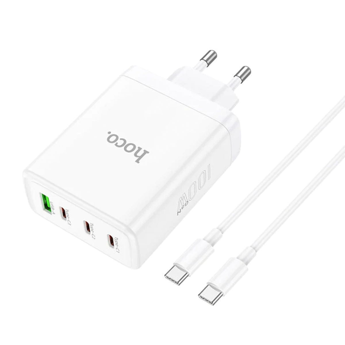 Cargador Hoco N31 100w Carga Rapida + Cable Tipo C Blanco