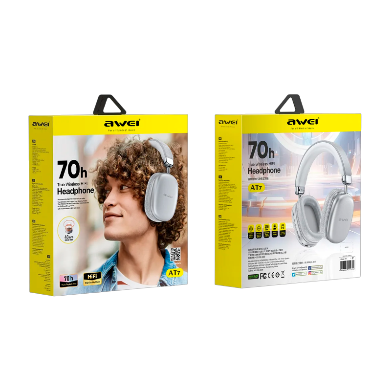 Audífonos Bluetooth Headset Awei At7 Gris – imagen 3