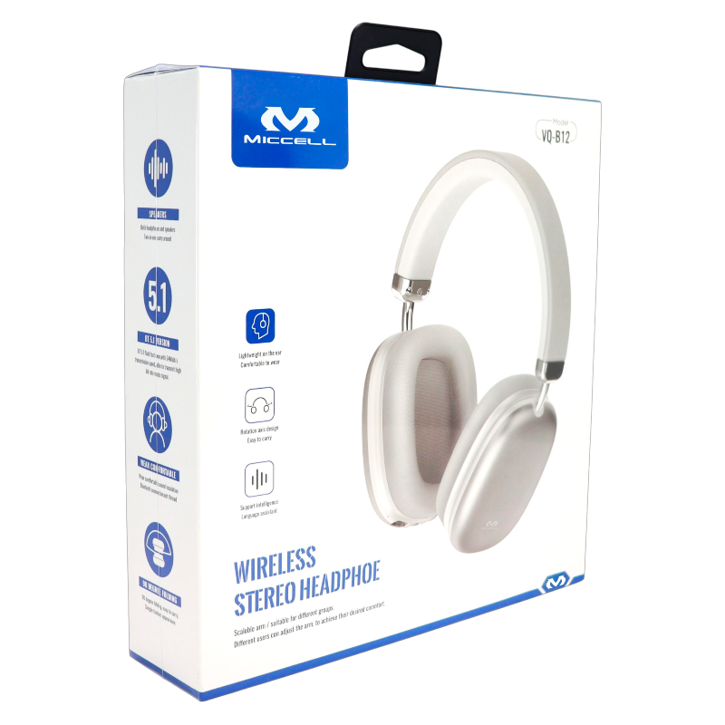 Audífonos Bluetooth Headset Miccell Vq-b12 Gris – imagen 3