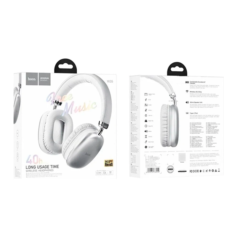 Audífonos Bluetooth Headphone Hoco W35 40 Horas Blanco (copia) – imagen 3