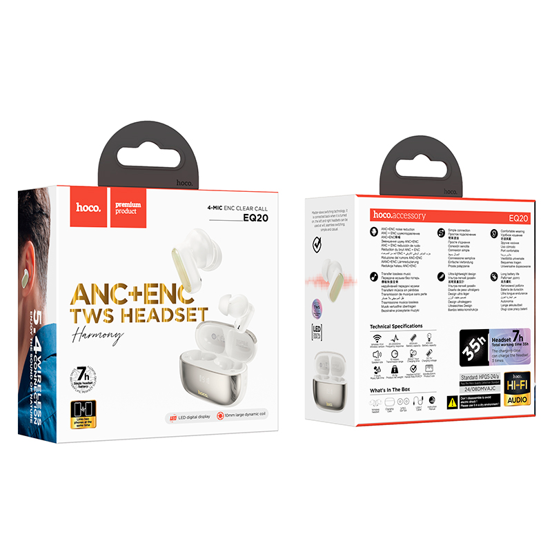 Audífonos In Ear Bluetooth Hoco Eq20 Anc Enc Blanco – imagen 3