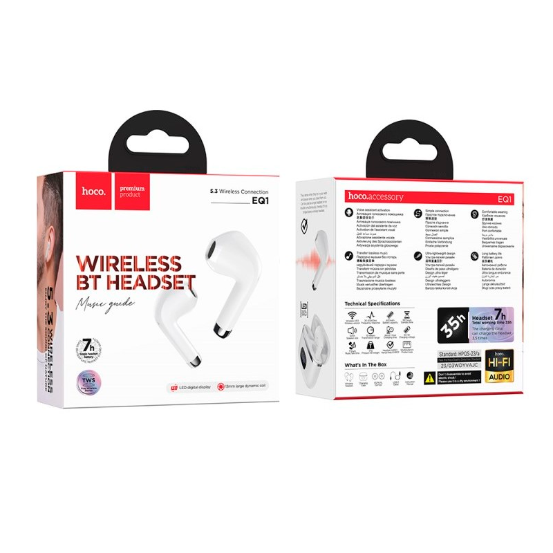 Audífonos In Ear Bluetooth Hoco Eq1 Blanco – imagen 3