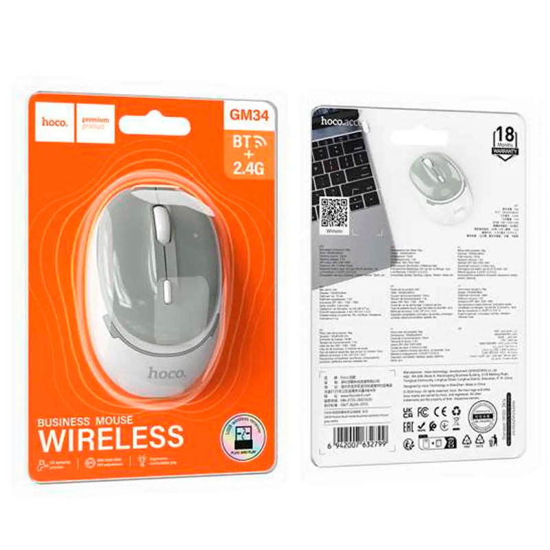 Mouse Hoco Dual Bluetooth Wireless Gm34 Blanco – imagen 2