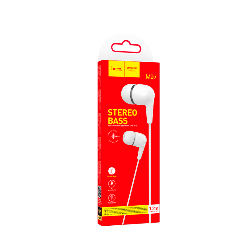 Audífonos In Ear Hoco M97 Enjoy Tipo C Blanco – imagen 3