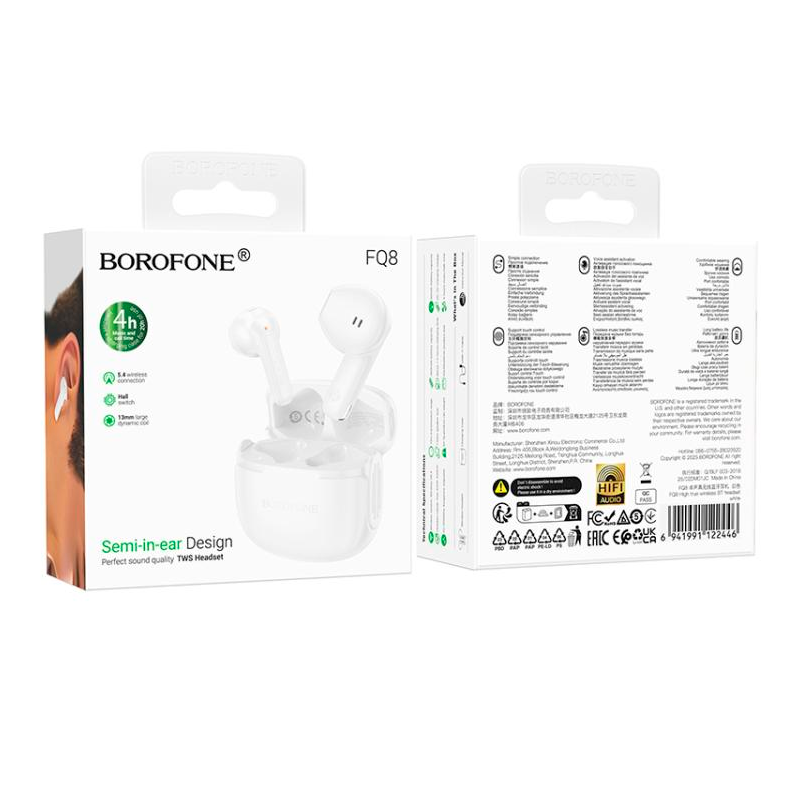 Audífonos Bluetooth In Ear Borofone Fq8 Tws Blanco – imagen 3