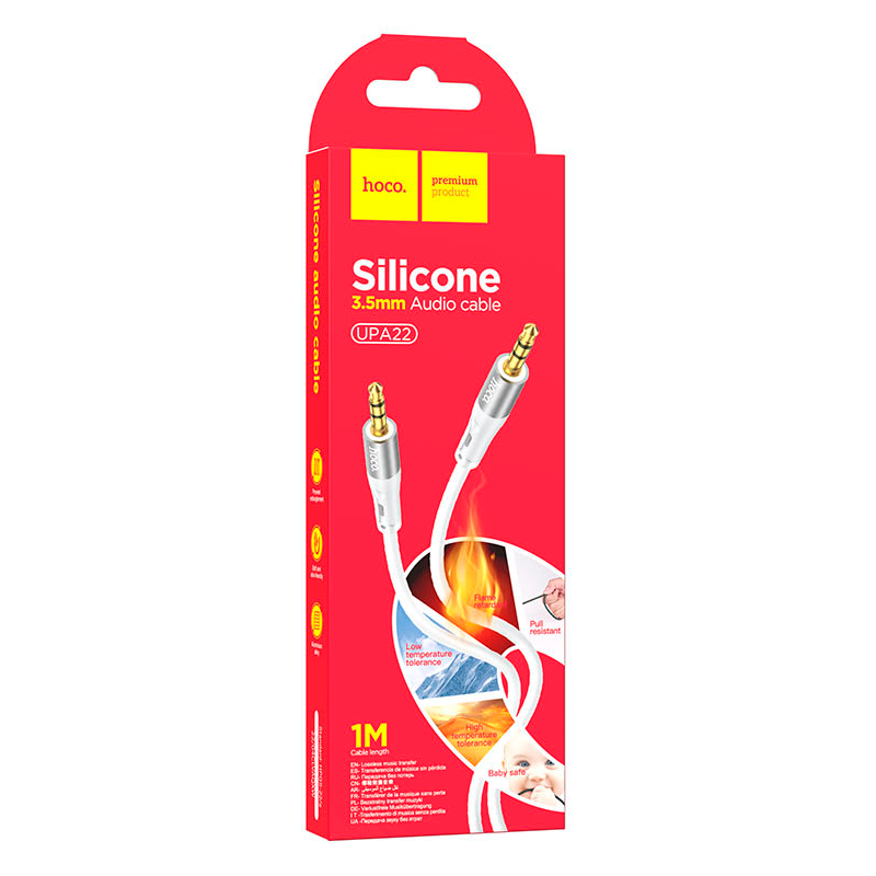 Cable Auxiliar 3.5mm a 3.5mm Hoco Upa22 1 Metro Blanco – imagen 3