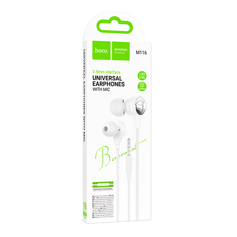 Audífonos In Ear Hoco M116 3.5mm Blanco – imagen 3