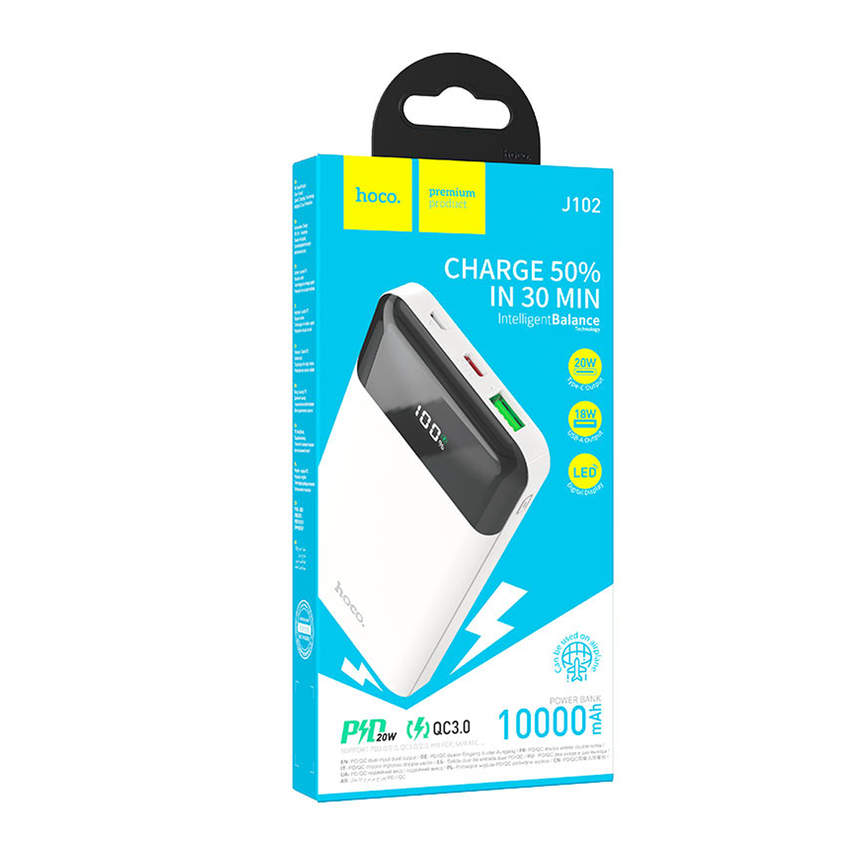 Powerbank Carga Rapida Hoco J102 10000 Mah Blanco – imagen 2