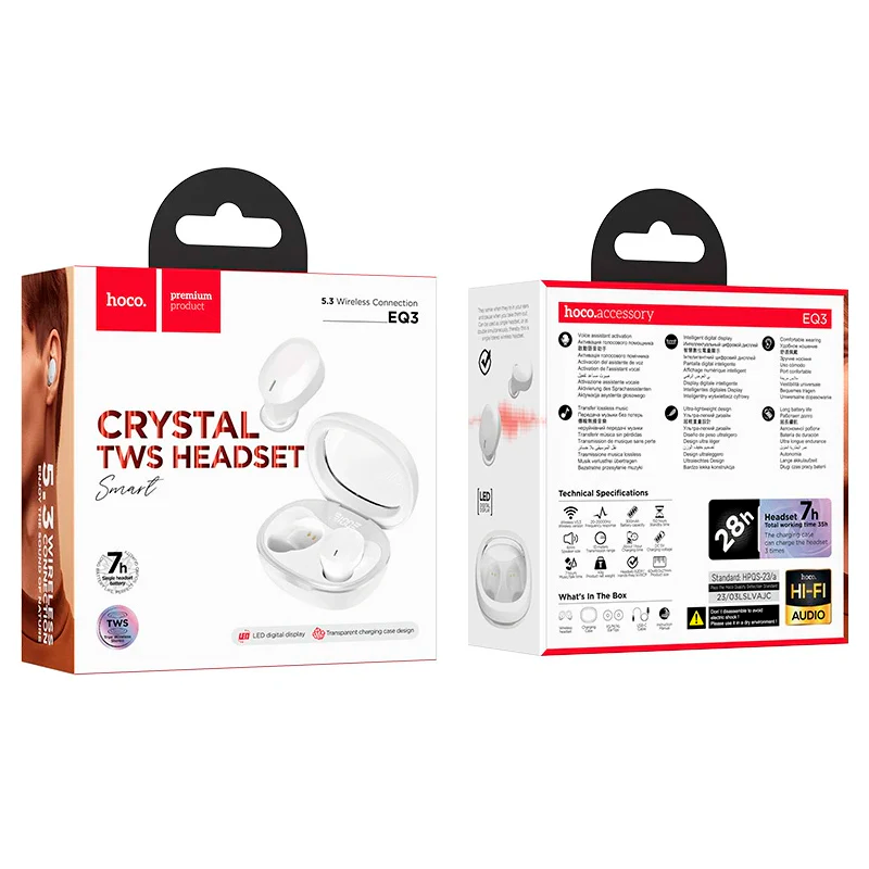 Audífonos In Ear Bluetooth Hoco Tws Eq3 Smart Blanco – imagen 3