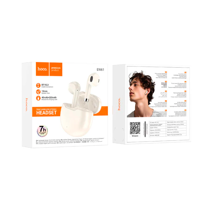 Audífonos In Ear Bluetooth Hoco Ew61 True Wireless Beige – imagen 3