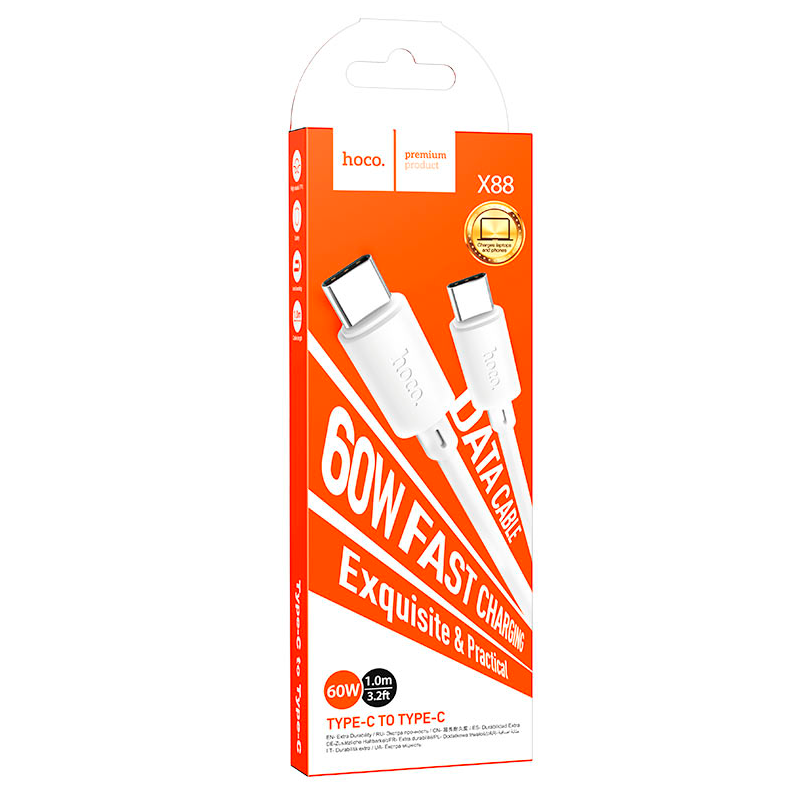 Cable Tipo C a Tipo C Hoco X88 Gratified 60w Blanco – imagen 3