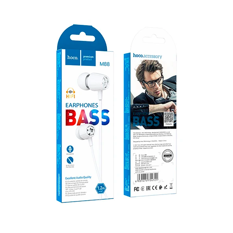 Audífonos In Ear Hoco M88 Jack 3.5mm Blanco – imagen 3