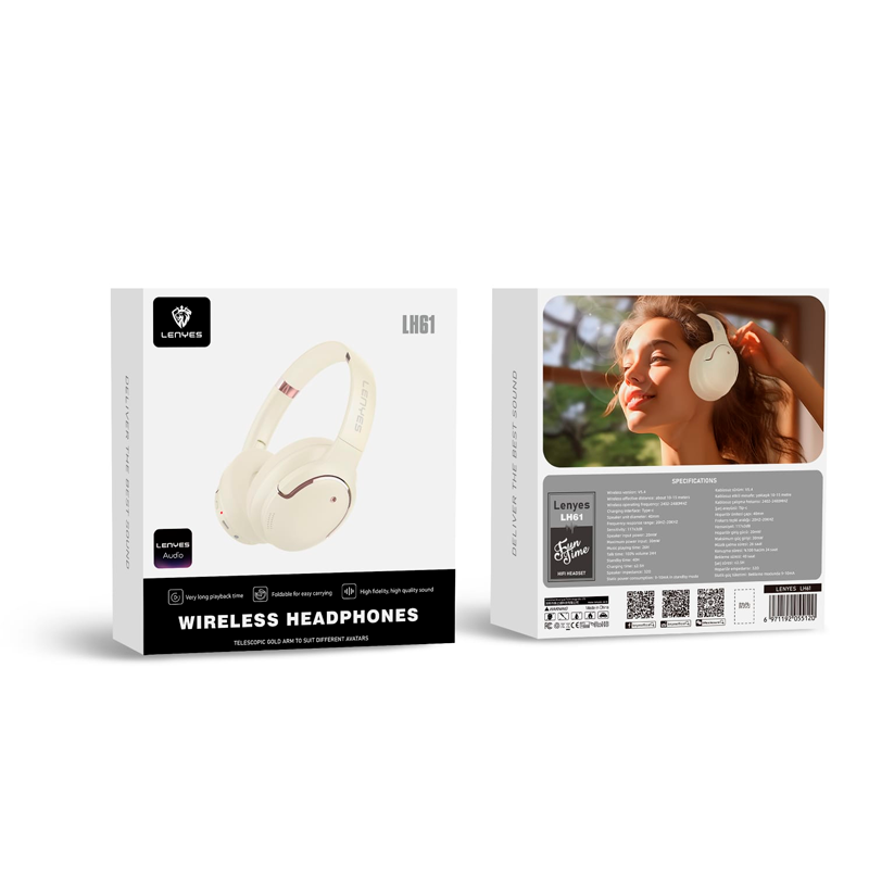 Audífonos Headset Bluetooth Lenyes Lh61 Beige – imagen 2