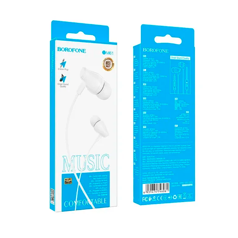 Audífonos In Ear 3.5mm Borofone Bm61 Blanco – imagen 3