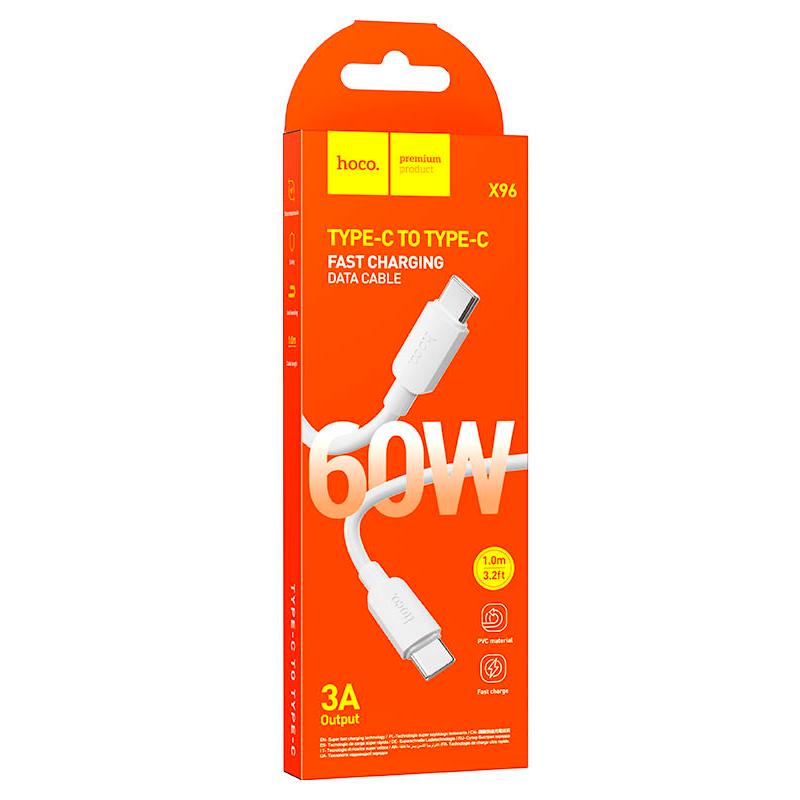 Cable Tipo C a Tipo C 60w Hoco X96 1 Metro Blanco – imagen 3