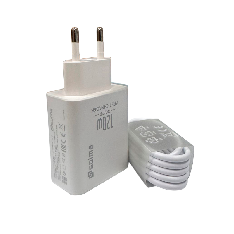 Cargador Carga Rapida Solma 120w + Cable Tipo C Blanco – imagen 4