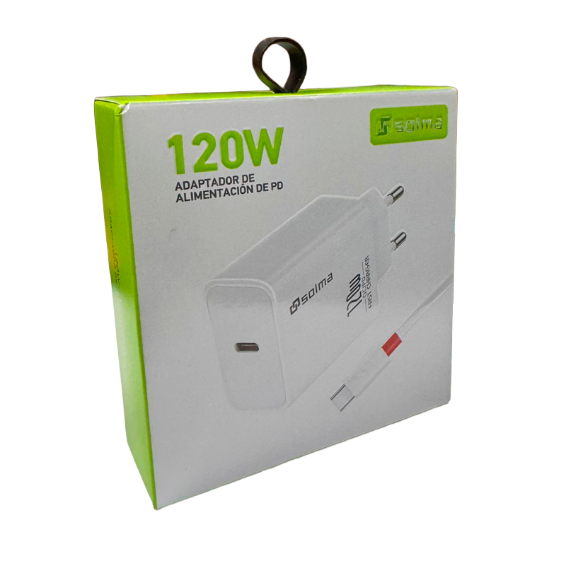 Cargador Carga Rapida Solma 120w + Cable Tipo C Blanco
