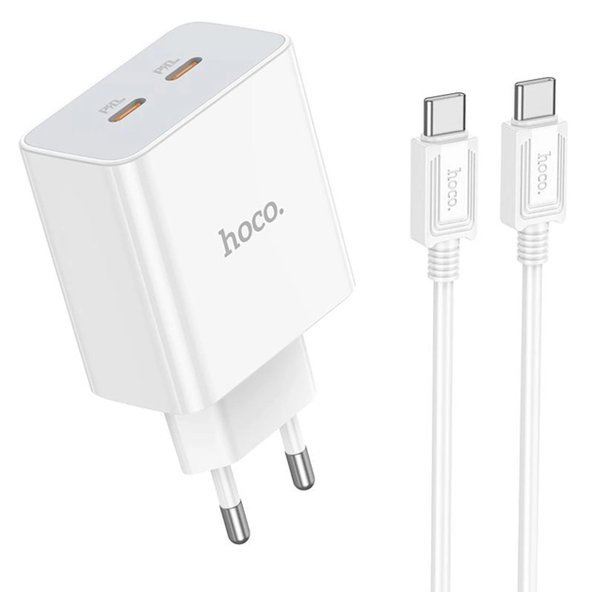 Cargador Hoco C108a 35w Carga Rapida + Cable Tipo C Blanco