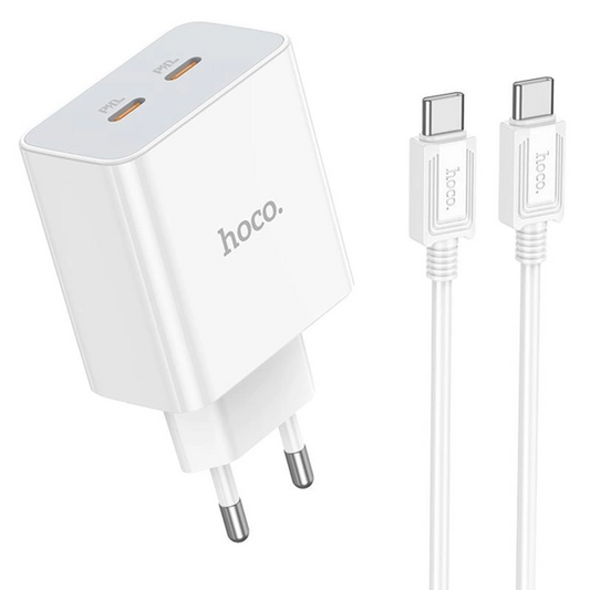 Cargador Hoco C108a 35w Carga Rapida + Cable Tipo C Blanco