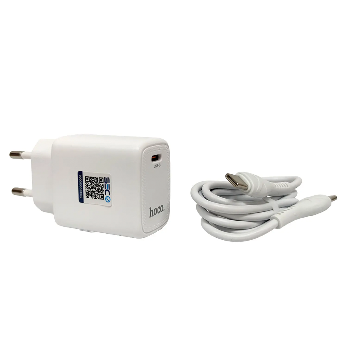 Cargador Carga Rapida Hoco Dc116 30w Tipo C + Cable Blanco