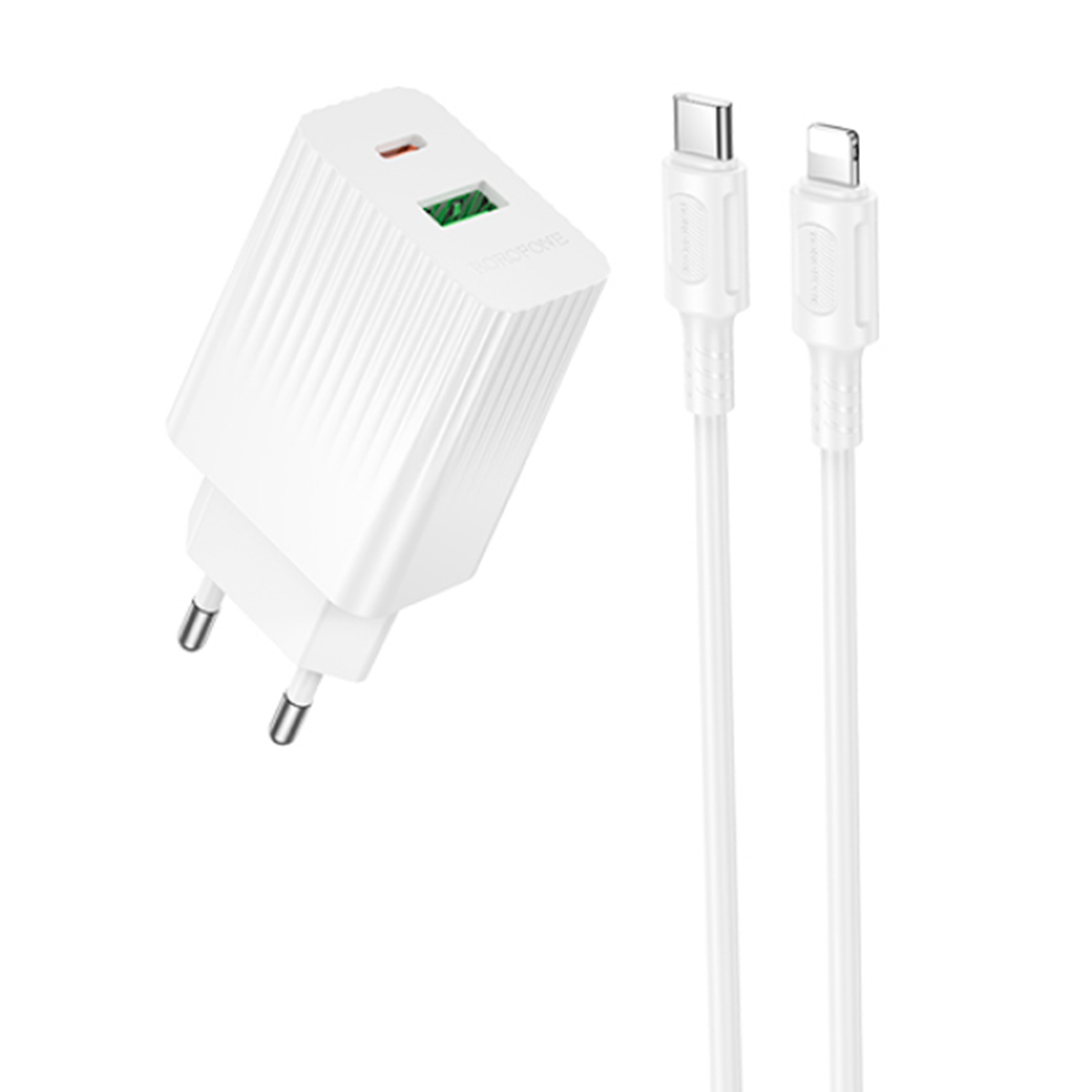 Cargador Borofone Ba76a 30w Qc 3.0 + Tipo C Para Iphone Blanco