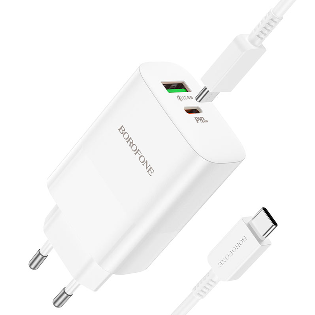 Cargador Borofone Bn10 65w 1 Puerto Usb 1 Tipo C + Cable Tipo C