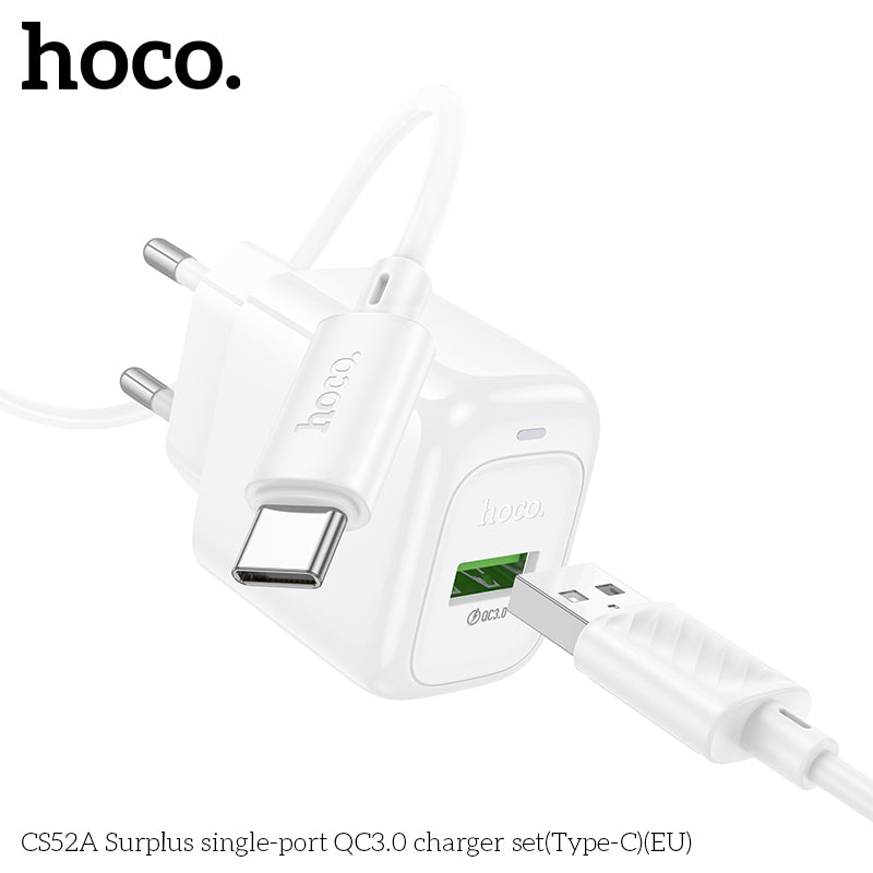 Cargador Carga Rapida Qc 3.0 Hoco Cs52a 18w + Cable Tipo C – imagen 2