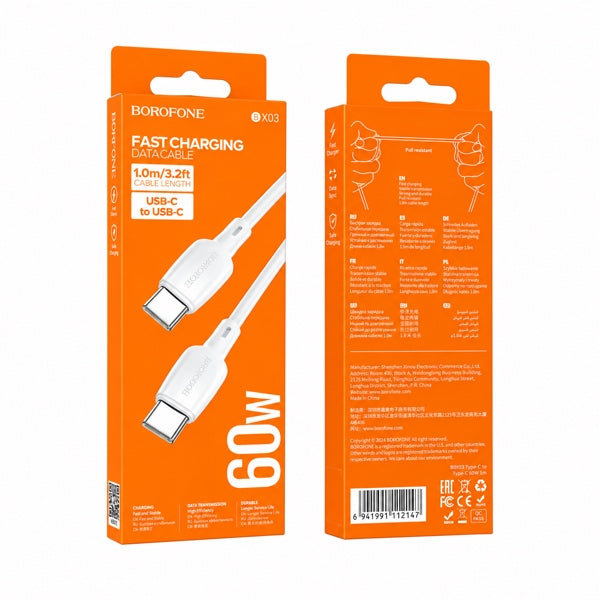 Cable Tipo C a Tipo C 60w Borofone Bx93 Blanco