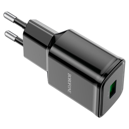 Cargador Borofone Ba59a 18w Usb Qc 3.0 Negro