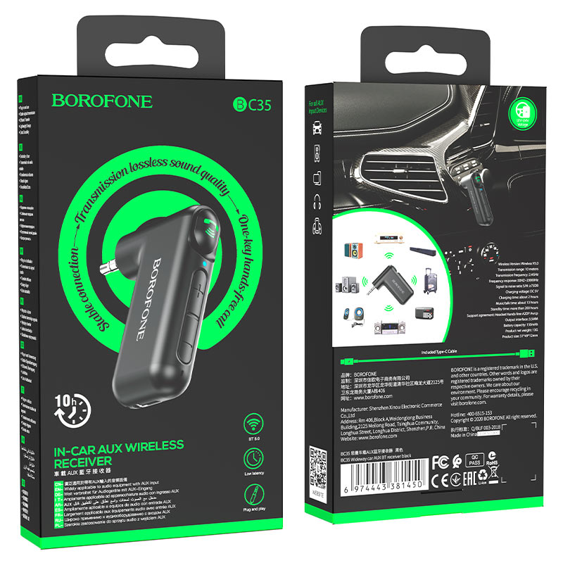 Transmisor Receptor Inalambrico Bluetooth Auto Borofone Bc35 Negro – imagen 2