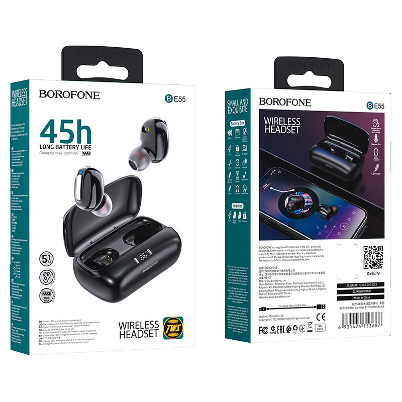 Audifonos Bluetooth Borofone Be55 Tws Negro – imagen 2