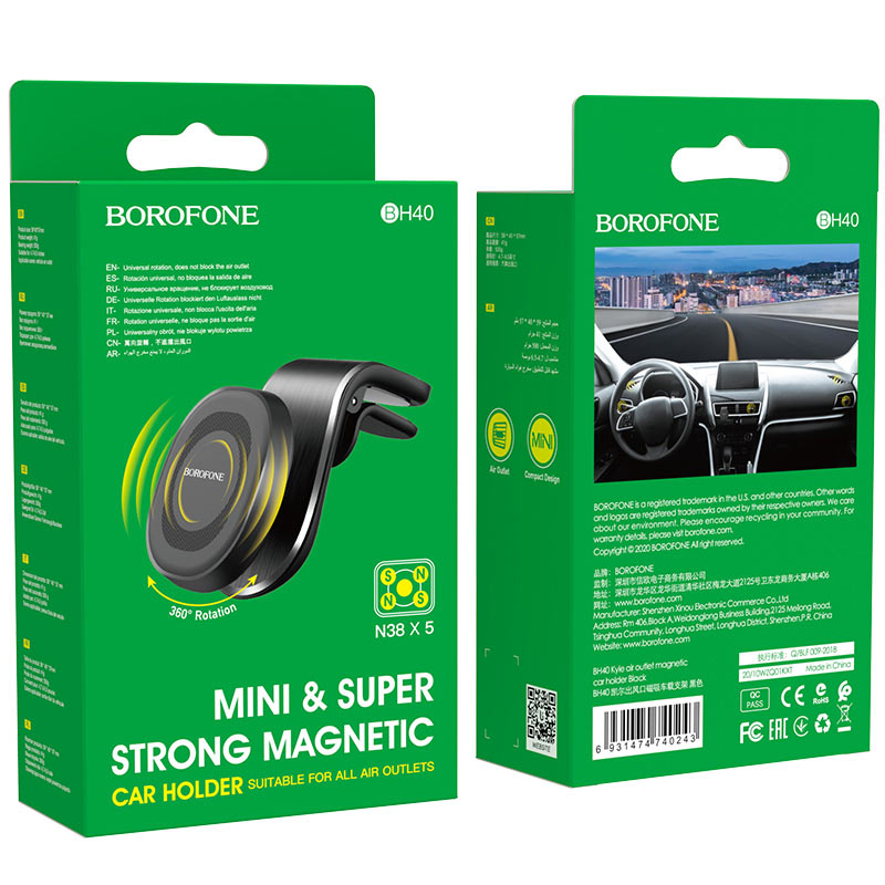 Soporte De Auto Rejilla Borofone Bh40 Kyle Negro – imagen 4