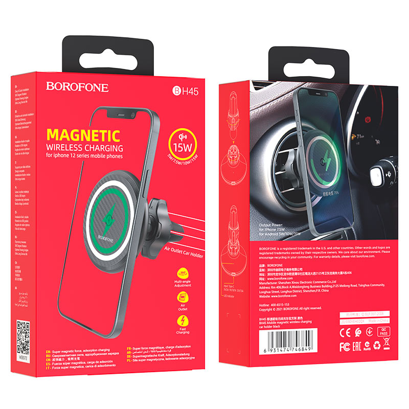 Soporte De Auto Rejilla Cargador Inalambrico 15w Borofone Bh45 – imagen 3