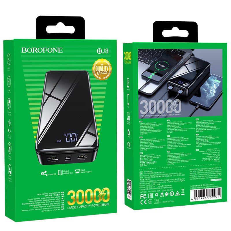 Bateria Portatil Powerbank Borofone Bj8 Extreme 30.000mAh Negro – imagen 4