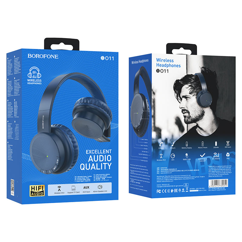 Audífonos Bluetooth Borofone Bo16 Azul – imagen 3