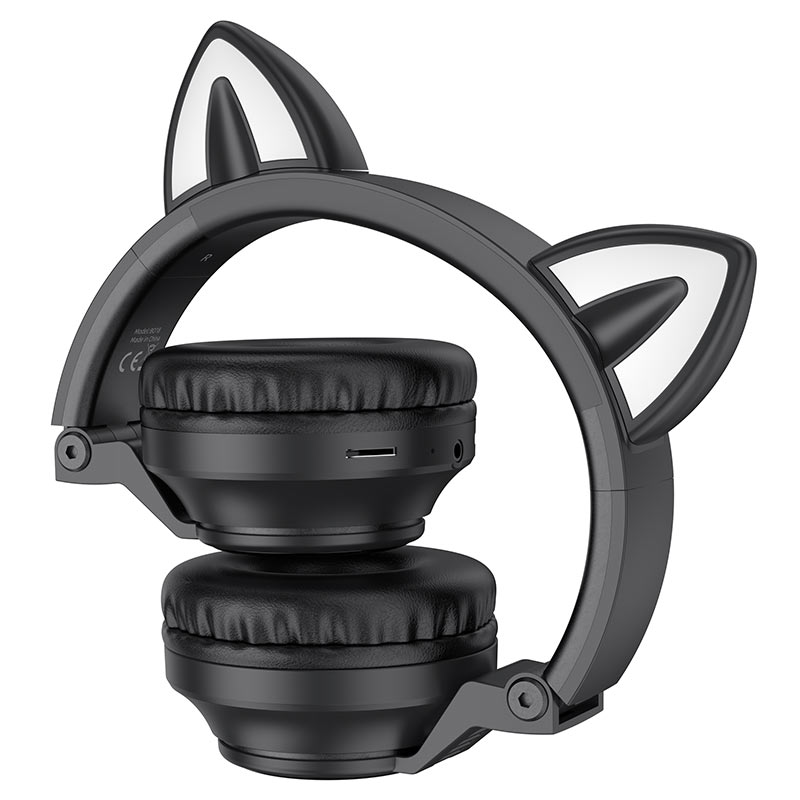 Audífonos Bluetooth Borofone Bo18 Oreja de Gato Led Negro – imagen 3