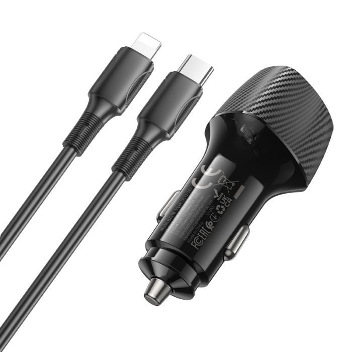 Cargador de Auto Borofone Bz31b 30w + Cable Tipo C A Lightning – imagen 2