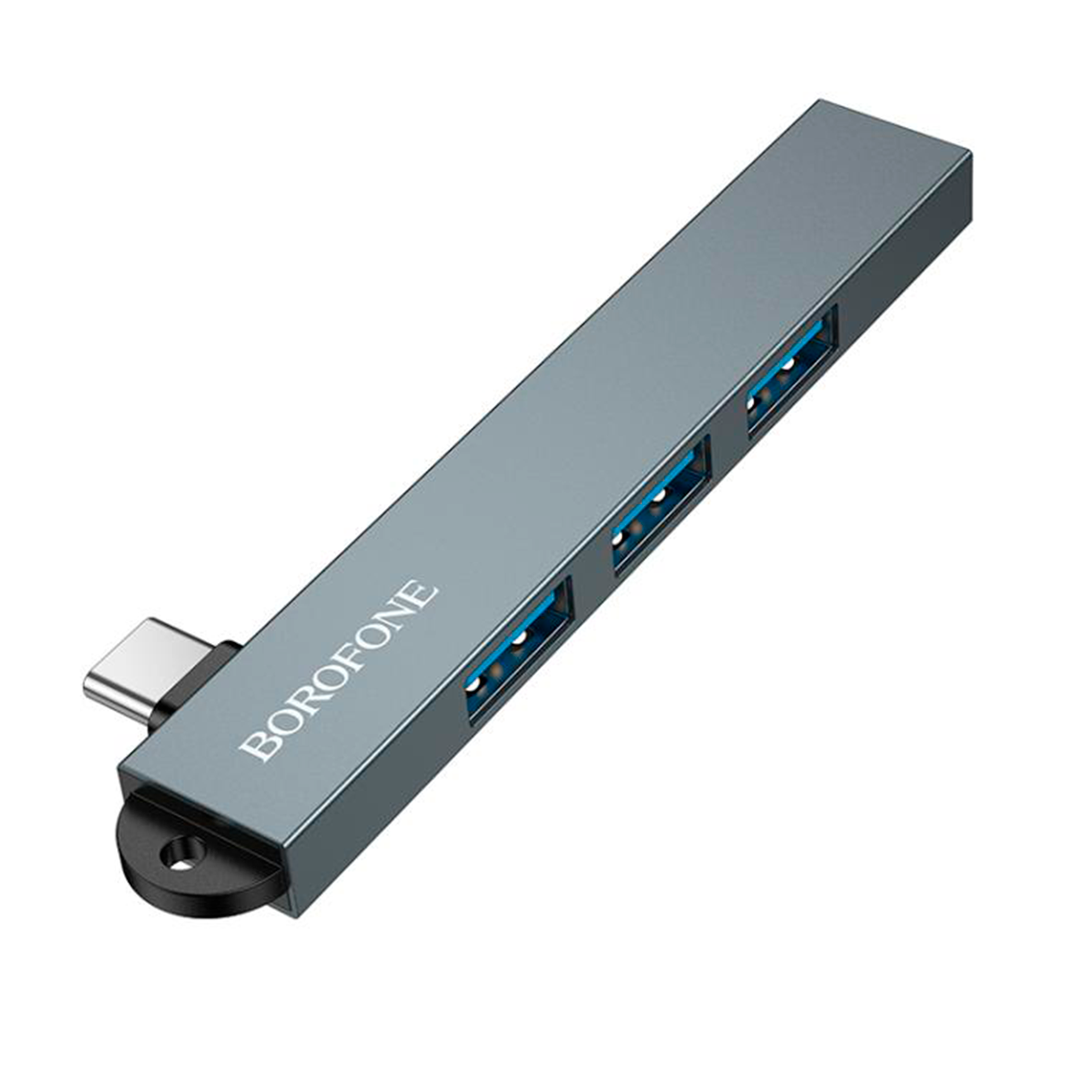 Adaptador Hub Borofone Fh1a 4 En 1 Tipo C 4 Usb 3.0 Gris