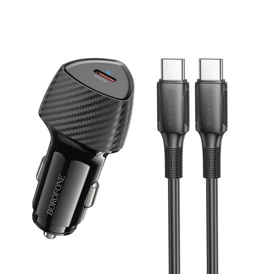 Cargador de Auto Borofone Bz31b 30w + Cable Tipo C A Tipo C