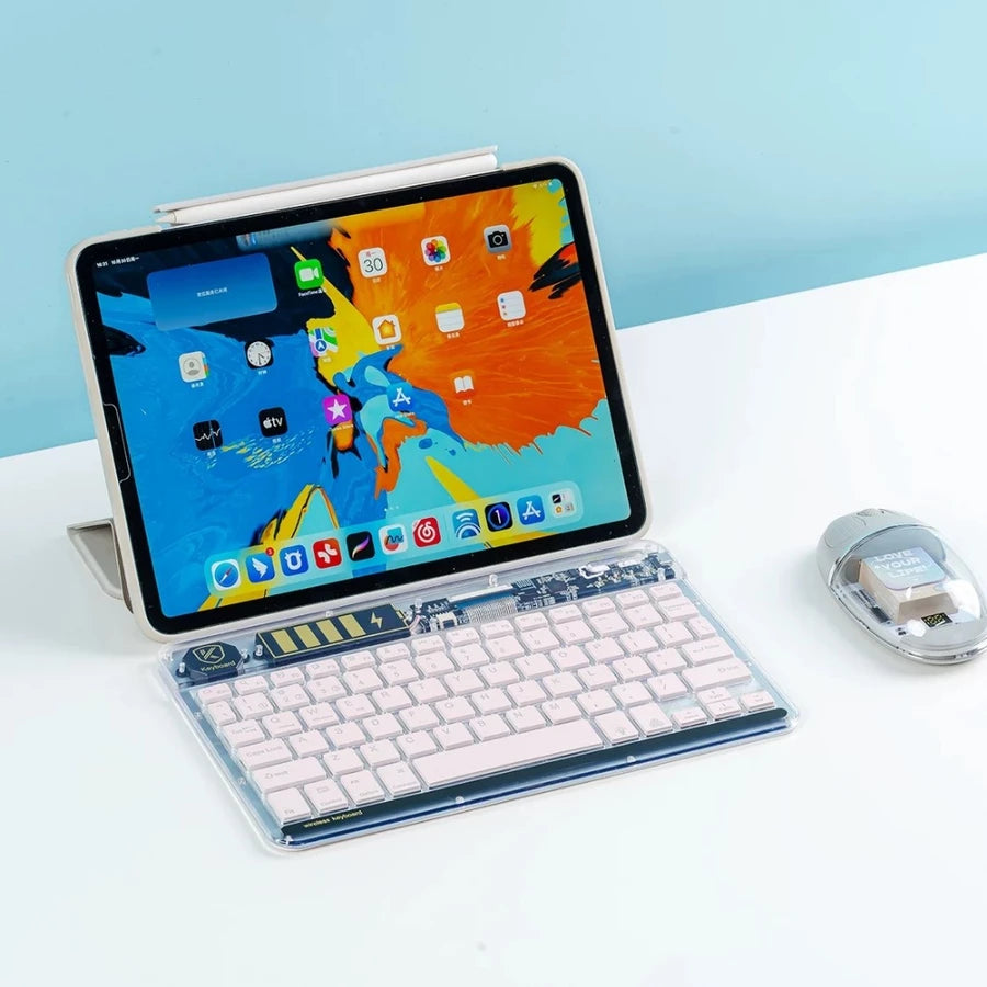 Teclado Mini Inalámbrico Bluetooth Rgb 030a Rosado – imagen 2