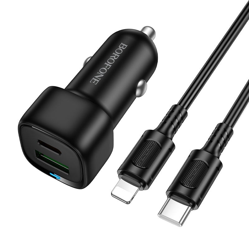 Cargador de Auto Borofone Bz34b 38w + Cable Tipo C Para Lightning