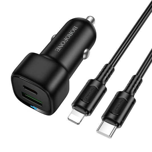 Cargador de Auto Borofone Bz34b 38w + Cable Tipo C Para Lightning