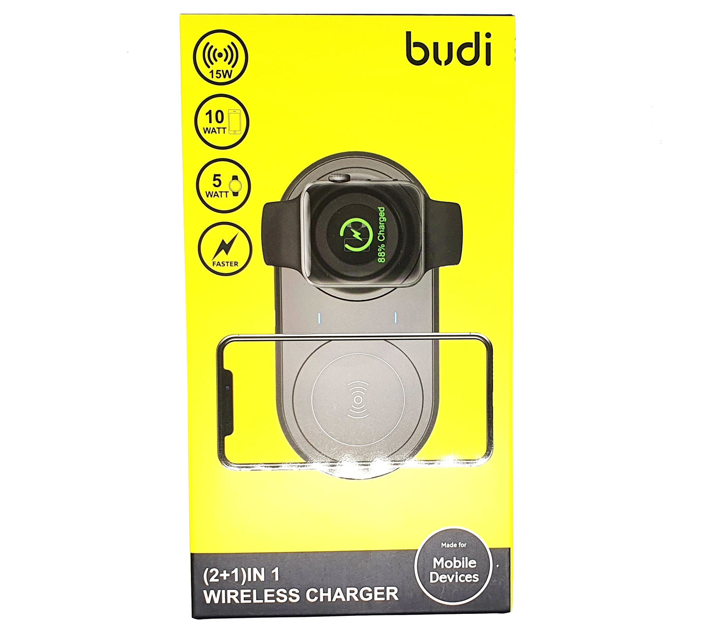 Base Cargador Inalámbrico Budi 2 en 1 Wl3500 15w Negro – imagen 3