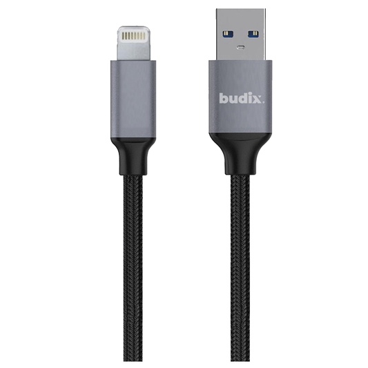 Cable Lightning Metal Reforzado 1M Budix Negro